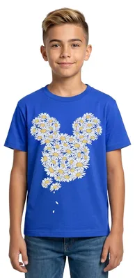 Produktbild von Mickey & Minnie Mickey Mouse Gänseblümchen Teenager T-Shirt, 152/164 (12-14 Jahre), Royalblau