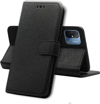 Obrázok produktu pre Puzdro pre Xiaomi Redmi 12C - Black Wallet Flap Magnetised Storage Cards Phone Case Phonillico®