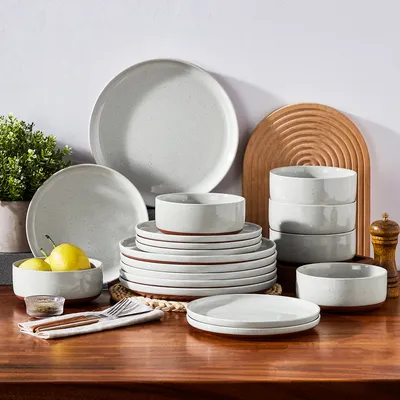 Image de Service de table en faïence, 36 pièces, set de vaisselle pour 12 personnes, assiettes plates, assiettes à dessert et bols