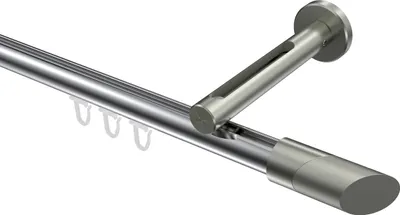Produktbild von Interdeco Innenlaufstange / Gardinenstange mit Innenlauf Chrom / Edelstahl-Optik, Typ Siteno Verano (Schräge Bicolor), 20 mm Ø 1-läufig, 420 cm
