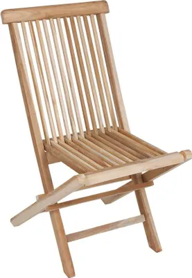 A wooden folding chair.