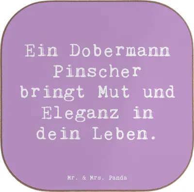 Produktbild von Mr. & Mrs. Panda Untersetzer Glas Spruch Dobermann Pinscher - Lavendeltraum - Geschenk, Hundetraining, loyaler Freund, Hunderasse, Coaster, treue Begleiter, für Gläser