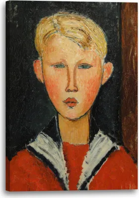 Produktbild von Leinwandbild (60x80cm): Amedeo Modigliani - Der Junge mit den blauen Augen, echter Holz-Keilrahmen inkl. Aufhänger, handgefertigt in Deutschland