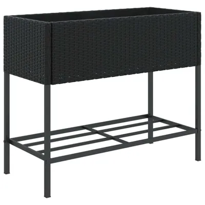 Produktbild von Pflanzkübel mit Ablage Schwarz Poly Rattan