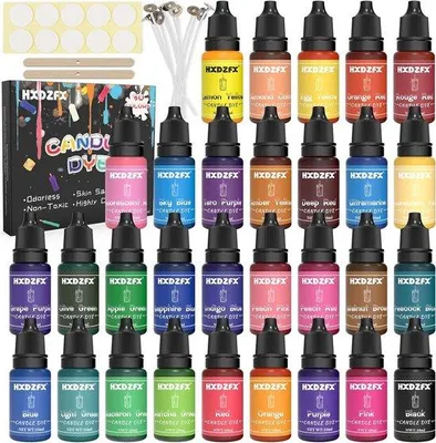 Productafbeelding van Famanu kaarswasverf – 30 kleuren voor creatieve kaarsen – Doe-het-zelf set