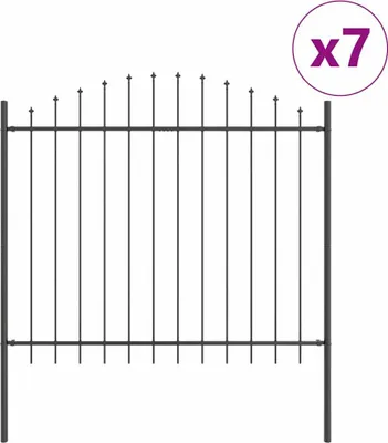 Produktbild von vidaXL Gartenzaun 7 pcs Grau 170 x 165 cm Pulverbeschichteter Stahl