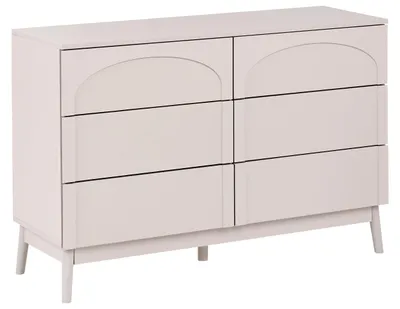 Produktbild von BELIANI Kommode Hellbeige Faserplatte mit Holzfüßen 6 Schubladen ohne Griffe Modernes Schlichtes Design Schubladenschrank für Schlafzimmer