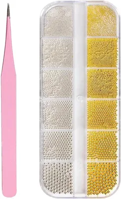 Productafbeelding van Nagelkralen Set - Nail Art Kralen - Nagels Versieren - 6 Verschillende Maten - 0.6-2 mm - Goud en Zilver