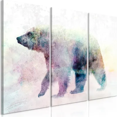 Produktbild von Italienischer Leinwand Leinwandbild - Lonely Bear (3 Parts) 120x80 cm Tiere g-A-0269-b-e