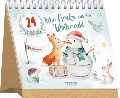 Produktbild von TRÖTSCH - Aufstell Adventskalender "24 liebe Grüße aus dem Winterwald" | Weihnachtskalender mit 24 Aquarellbildern und Weihnachtszitatentellkalender