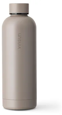 Trinkflasche Edelstahl 500ml Thermoflasche isoliert Sport Flasche taupe Vinsun