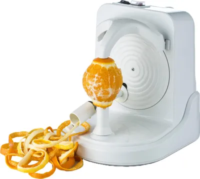 Elektrischer Obst- und Gemüseschäler, orange, mit verstellbarem Arm