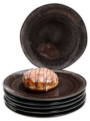 Produktbild von Reactive Glaze Black 6er Set Kuchenteller 6 Personen Schwarze Frühstücksteller