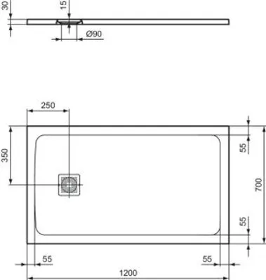 Produktbild von IDEAL STANDARD T5603FR Rechteck-Brausewanne Ultra Flat S +