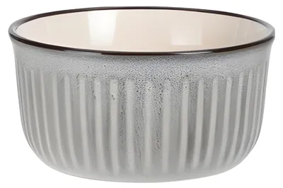 Produktbild von Suppenschussel Gestreift - hellgrau - 14 x 7 cm - Keramik - Schalen - 500 ml