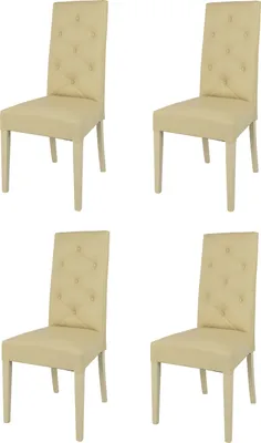 Immagine prodotto di t m c s Tommychairs - Set di 4 sedie moderne CHANTAL per cucina e sala da pranzo, struttura robusta in legno di faggio laccato colore sabbia, imbottita e rivestita in Pelle finta colore sabbia