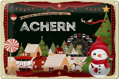 Produktbild von Blechschild Weihnachten Grüße ACHERN 30x20cm