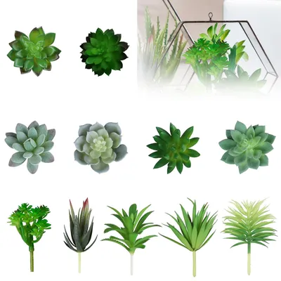 Image de 11 plantes succulentes artificielles, petites plantes artificielles, plantes succulentes artificielles vertes pour la décoration DIY à la maison, au bureau, dans le salon, au jardin ou sur une table.