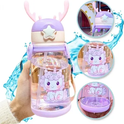 Obrázek produktu pro Dětská plastová láhev s brčkem UNICORN 600 ml