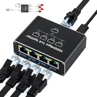 Productafbeelding van LAN-switch 1 Naar 4 1000Mbps Netwerk Ethernet-splitter