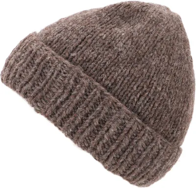 Produktbild von Einfarbige Handgestrickte Wollmütze aus Nepal - Braun, Uni, Wolle, Mützen