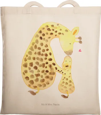 Produktbild von Mr. & Mrs. Panda Schultasche Giraffe Kind - Transparent - Geschenk, Lieblingsmensch, Laptoptasche, Shopping Tasche, Afrika, Mama, Stoffbeutel, Mutter, Tochter, Tote Bag