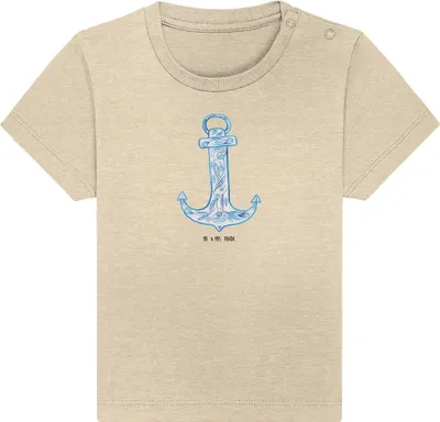 Produktbild von Mr. & Mrs. Panda  T-Shirt Anker Blau 6. - 12. Monat - Natural Raw - Geschenk, Organic Baby Shirt, Kinder, Babyshirt, Baumwolle, Lustige Sprüche, Top