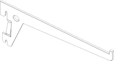 A white shelf bracket shown in a 3D isometric view against a white background.