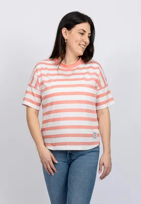 Produktbild von Damen T-Shirt KOERT Ringel Oversize-Schnitt Baumwollmix atmungsaktiv Größe L