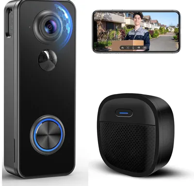 Produktbild von Video Türklingel, WLAN Türklingel mit Kamera, 2K UHD Video-Türklingel mit Nachtsicht - PIR-Bewegungserkennung, Zwei-Wege-Audio SD-Karte/Cloud-Speicher