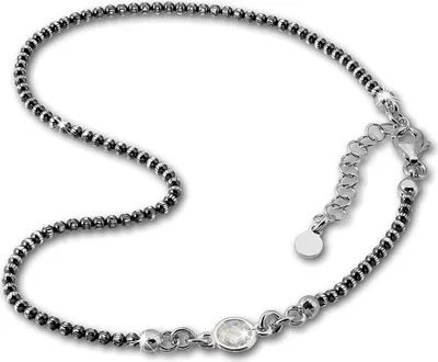 Image de SilberDream Chaîne de cheville pour femme 27cm 925 argent scintillant noirci zirconia SDF2244K
