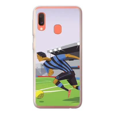 Produktbild von MuchoWow® Handyhülle Schutzhülle Hülle für Samsung Galaxy A20e Eine Illustration von Spielern, die in einem Stadion Fußball spielen - Junge - Mädchen - Kinder Silikon Softcase Handy Hülle - Abdeckung