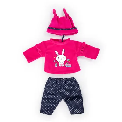 Produktbild von Bayer Design 84679AA Puppenkleidung, Babypuppen Anziehsachen, Kleider für Puppen 46 cm, 3 Teile, pink, dunkelblau