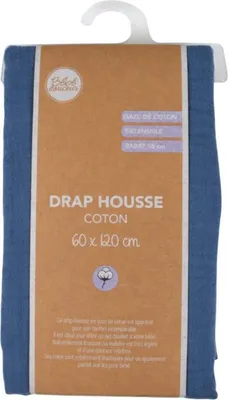 Image de Drap housse - Douceur d'Intérieur - Gaze de coton - 120x60cm - bleu