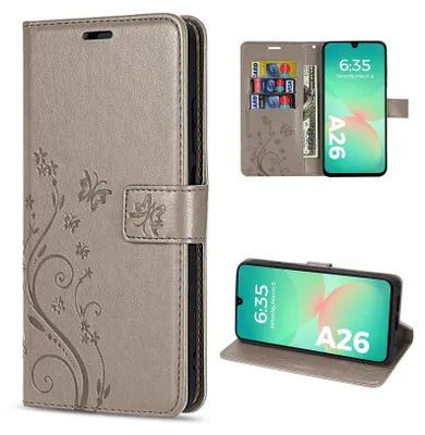 Produktbild von Handy Tasche für Samsung Galaxy A26 5G Hülle Handyhülle Klapphülle Wallet Case in Grau