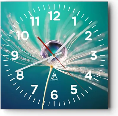 Produktbild von Wanduhr - Quadrat - Glasuhr - Pflanze Natur - 30x30cm - Schleichendes Uhrwerk - Lautlos - zum Aufhängen bereit - Dekoration Modern - Wanddekoration aus Glas - C4AC30x30-3991