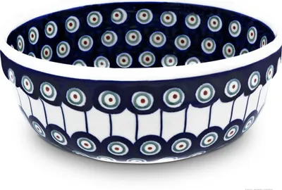 Produktbild von Original Bunzlauer Keramik 1,5 Liter Schüssel Schale mit Muster im Inneren Ø20 cm Beilagenschüssel Obstschale Müslischale [Form 3] im Design 8