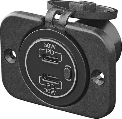 Immagine prodotto di Caricabatterie rapido USB, tipo C integrato, bidirezionale, 12/24 V, 3 A