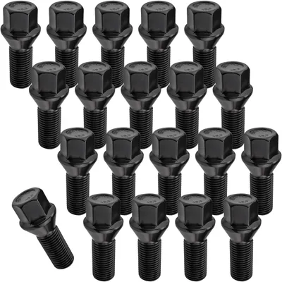 Zdjęcie produktu dla 20x śruba koła M14x1.5, długość gwintu: 28 mm, kołnierz stożkowy, SW17, czarna