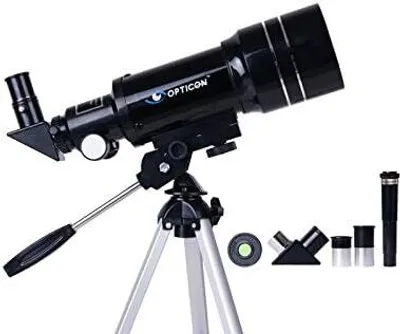 Produktbild von OPTICON Apollo 70F300 Astronomisches Teleskop für Einsteiger und Erwachsene, Refraktor Teleskop mit Flexibel Stativ für Mond- und Planeten-beobachten, Ideale für Geschenk