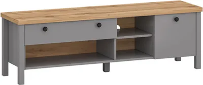 Productafbeelding van Lage TV-kast Melini, 146x38x46 cm, slategrijs, eikenhout Delano, licht