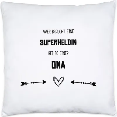 Produktbild von Wer Braucht Superheldin Kissen inkl. Füllung Beste Oma Der Welt Geschenkidee Geburtstag Großmutter