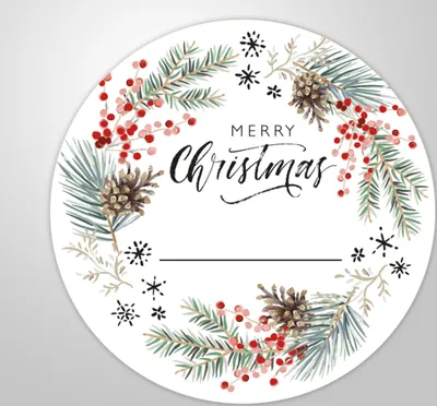 Produktbild von 48x hochwertige Etiketten "Merry Christmas" rund hohe Klebekraft 4cm Aufkleber