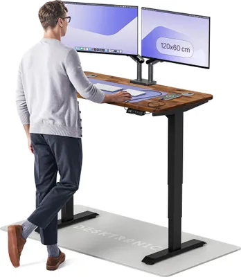 Produktbild von Desktronic HomePro Elektrisch höhenverstellbarer Schreibtisch 120x60cm Massive Walnuss/Schwarzmit Memory-Funktion, Anti-Kollisions Technologie, USB-A und USB-C-Ladeanschlüssen