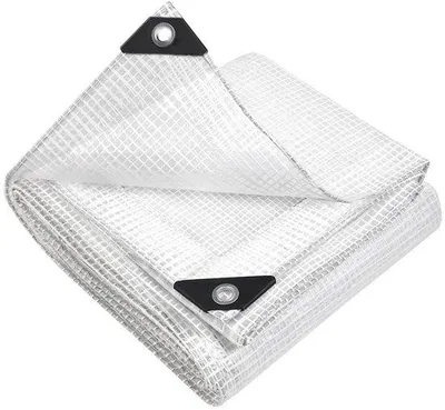 Productafbeelding van Ibenzoa® Afdekzeil 2 x 3 meter – waterdicht, transparant, polyethyleen, verstevigde hoeken en stalen oogjes om de 100 cm