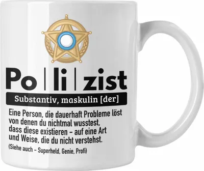 Produktbild von Trendation - Polizist Tasse Geschenk Lustiger Spruch Definition Bester Polizei (Weiß)