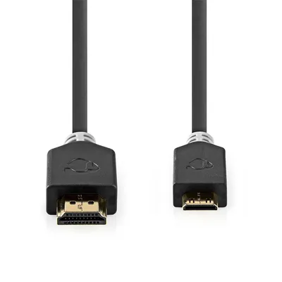 Image de Câble Nedis High Speed HDMI avec Ethernet - HDMI mâle - HDMI mini mâle - 4K@60Hz - 18 Gbps - 2.00 m - rond - PVC - anthracite - emballage avec fenêtre transparente