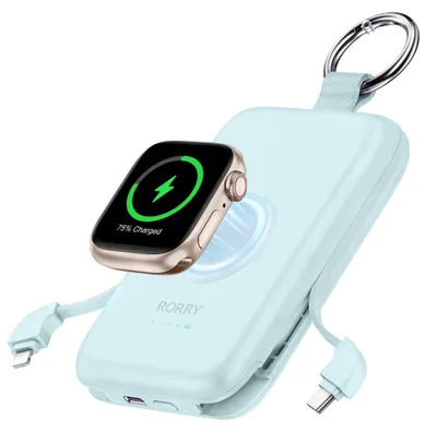 Productafbeelding van RORRY CharmGo Powerbank 10000mAh, 20W powerbank met geïntegreerde kabel