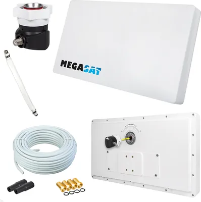 Produktbild von Megasat Flachantenne PROFI Line H30 D1 Single inkl. Fensterhalterung + 10m Kabel + 1x Fensterdurchführung. Neueste Generation mit besten Empfangswerten für HD und SD TV (einfache und stabile Montage)
