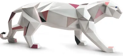 Obrázek produktu pro Casa Padrino porcelánová soška pantera bílá / vícebarevná 50 x v. 19 cm - Ručně vyráběná a ručně malovaná dekorativní figurka